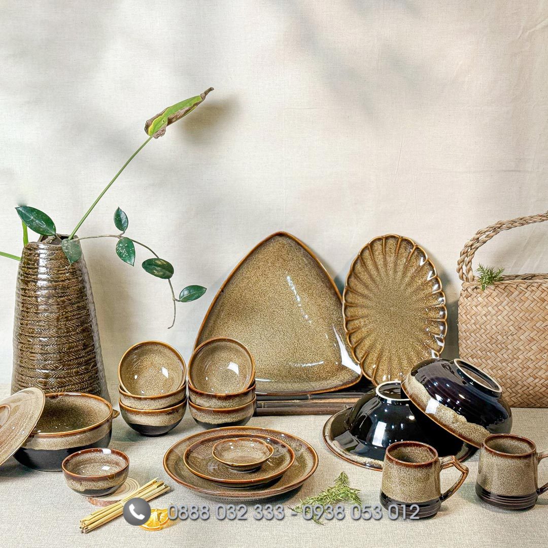Mua Chén Đĩa Sứ Cho Quán Ăn Ở Đâu ? Xưởng Sản Xuất Bát Đĩa Sứ Giá Sỉ Bát đĩa nhà hàng men hỏa biến gấm