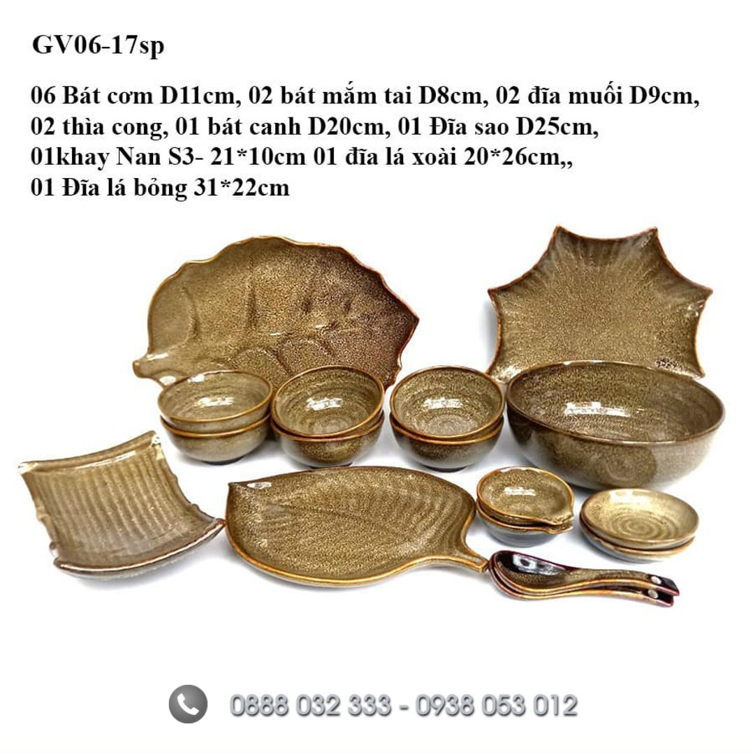 Cung Cấp Bát Đĩa Nhà Hàng - Bát Đĩa In Logo Giá Sỉ Bát Đĩa Nhà Hàng Men Hỏa Biến Gấm Nâu