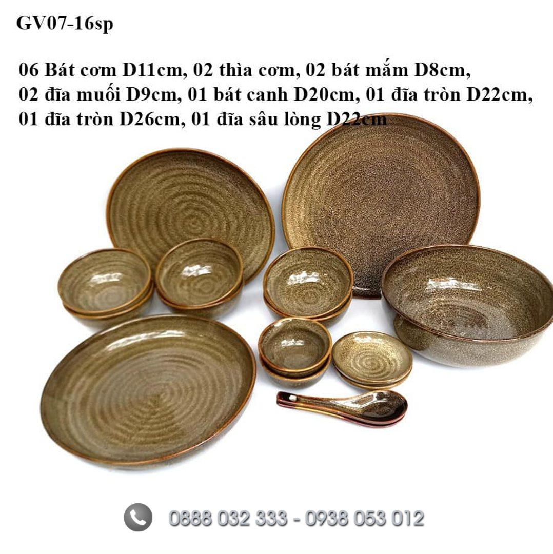 Cung Cấp Bát Đĩa Nhà Hàng - Bát Đĩa In Logo Giá Sỉ Bát Đĩa Nhà Hàng Men Hỏa Biến Gấm Nâu