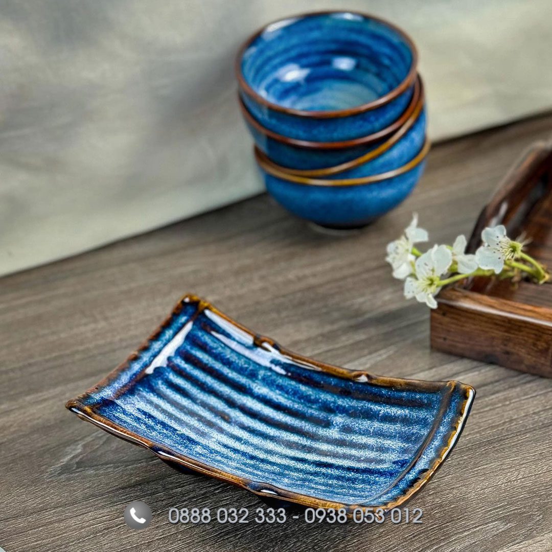 Nhận báo giá bát đĩa nhà hàng – Bát đĩa kiểu Nhật, Hàn Bát đĩa nhà hàng men hỏa biến xanh