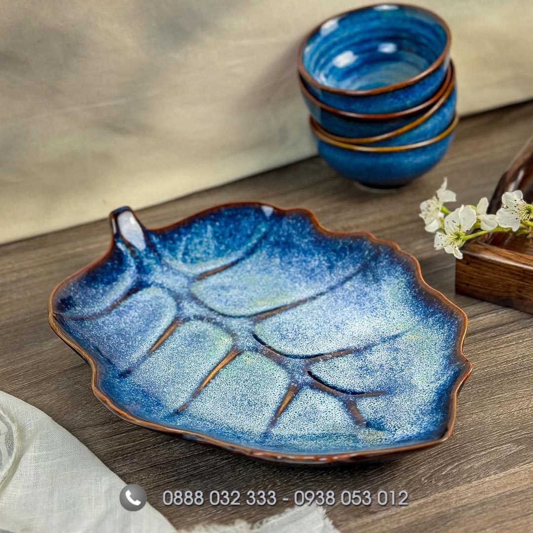 Chuyên cung cấp bát đĩa nhà hàng Nhật giá sỉ Bát đĩa nhà hàng men hỏa biến xanh