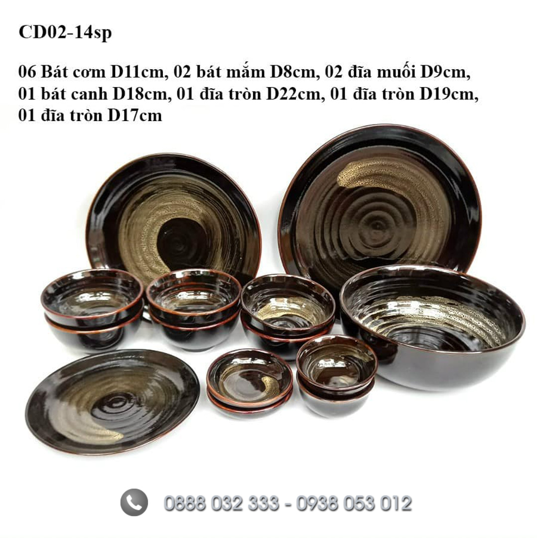 Cung Cấp Bát Đĩa Nhà Hàng - Bát Đĩa In Logo Giá Sỉ Bát đĩa nhà hàng men nâu quét