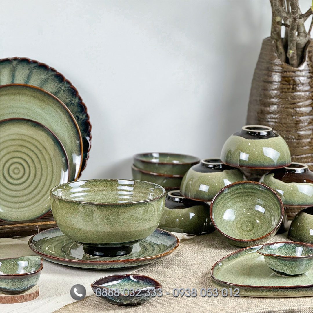 Cung Cấp Bát Đĩa Nhà Hàng - Bát Đĩa In Logo Giá Sỉ Bát Đĩa Nhà Hàng Men Rêu Hỏa Biến