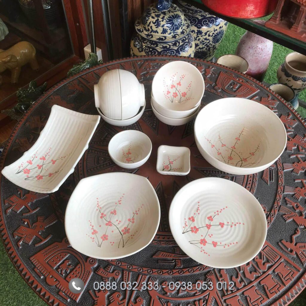Bát Đĩa Nhà Hàng Bát Đĩa Nhà Hàng Vẽ Hoa Đào