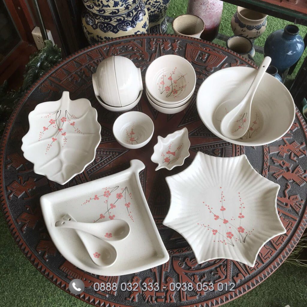 Bát Đĩa Nhà Hàng Bát Đĩa Nhà Hàng Vẽ Hoa Đào