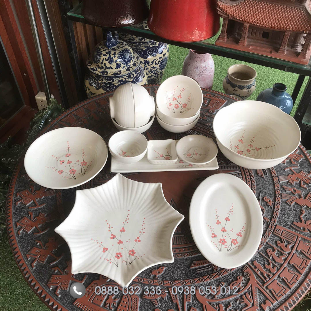 Cung Cấp Bát Đĩa Nhà Hàng - Bát Đĩa In Logo Giá Sỉ Bát Đĩa Nhà Hàng Vẽ Hoa Đào