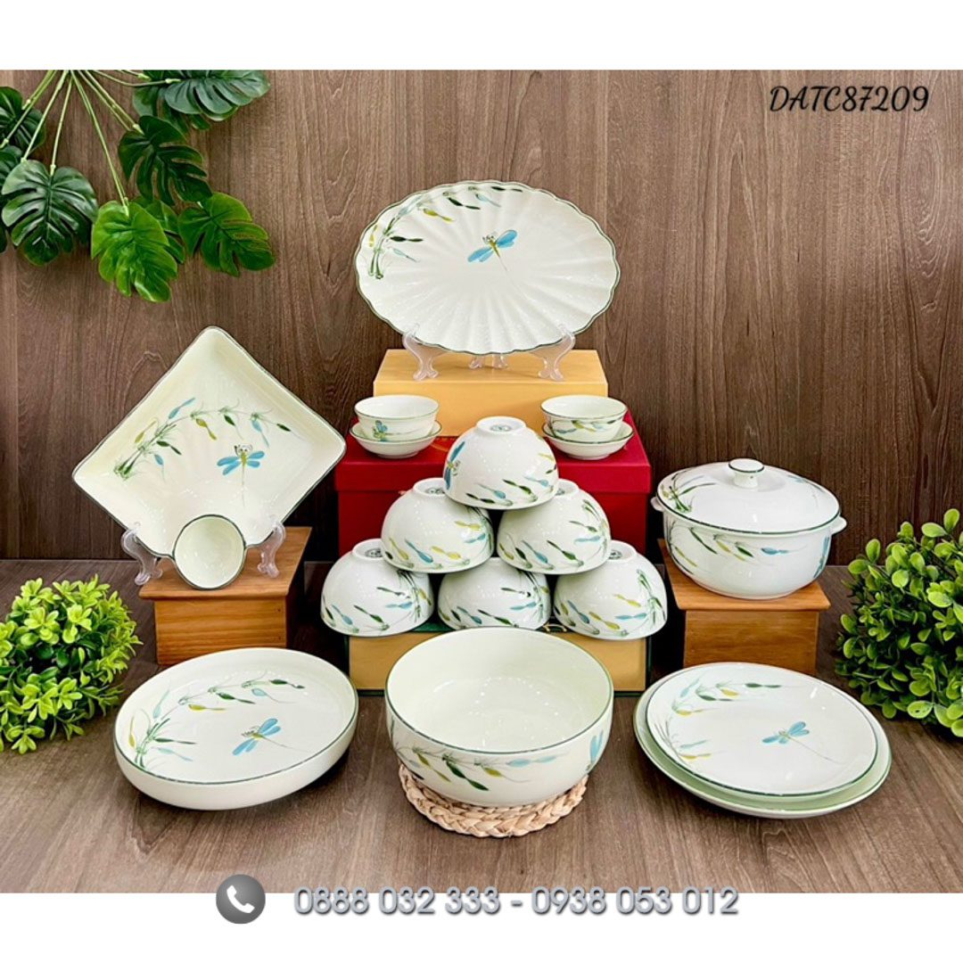 Cung Cấp Bát Đĩa Nhà Hàng - Bát Đĩa In Logo Giá Sỉ Bát Đĩa Nhà Hàng Vẽ Trúc Chuồn