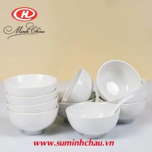 Bộ 6 Chén Cơm Minh Châu Sứ Trắng - MC-BQ 06-01 Chén Cơm Minh Châu Sứ Trắng