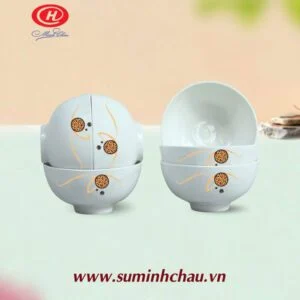Bộ 6 chén cơm Minh Châu vẽ bóng cam - MC BQ06-05