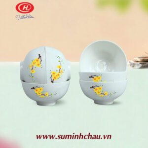 Bộ 6 Chén Cơm Sứ Minh Châu Vẽ Hoa Mai