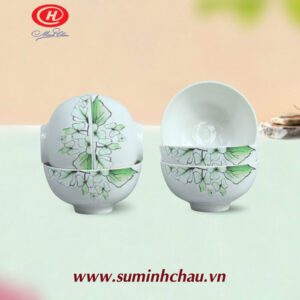 Bộ 6 chén cơm sứ Minh Châu vẽ hoa nho
