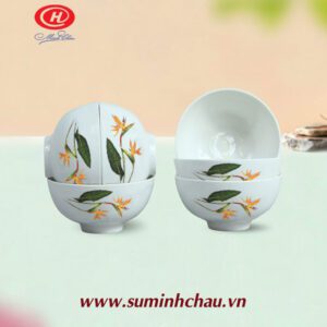 Bộ 6 Chén Cơm Sứ Minh Châu Vẽ Hoa Thiên Điểu