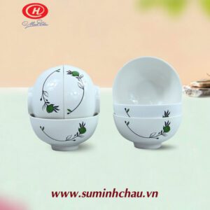 Bộ 6 Chén Cơm Sứ Minh Châu Vẽ Hoa Thủy Tiên