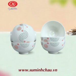 Bộ 6 Chén Cơm Sứ Minh Châu Vẽ Hoa Xoắn Ốc