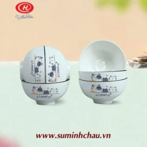 Bộ 6 Chén Cơm Minh Châu Vẽ Mèo Lovely