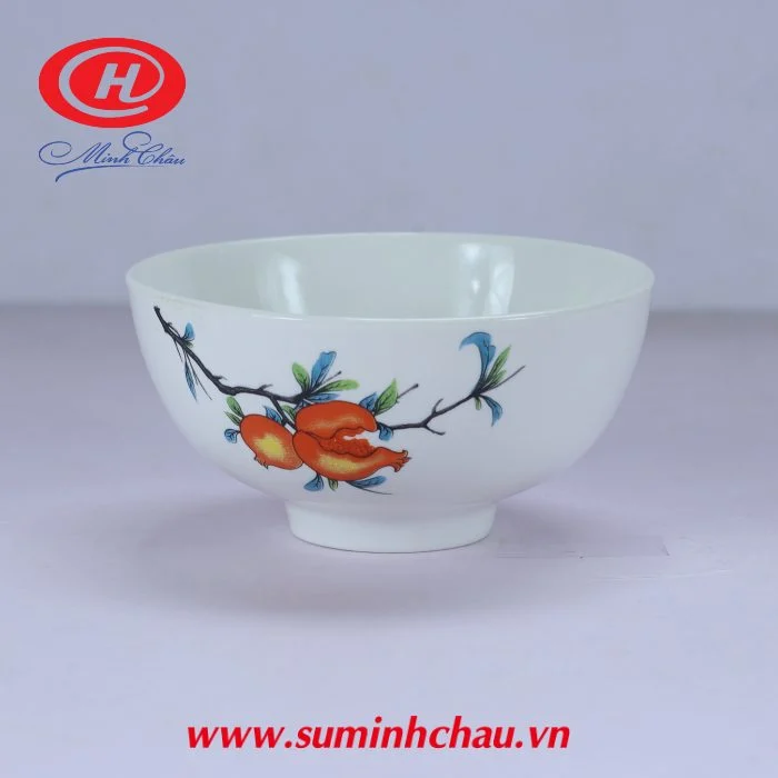 Bộ 6 Chén Cơm Sứ Minh Châu Vẽ Hoa Lựu MC-BQ 06-08 Bộ 6 Chén Cơm Sứ Minh Châu Vẽ Hoa Lựu