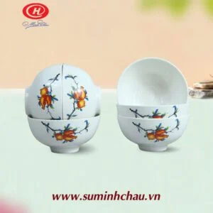 Bộ 6 Chén Cơm Sứ Minh Châu Vẽ Hoa Lựu MC-BQ 06-08