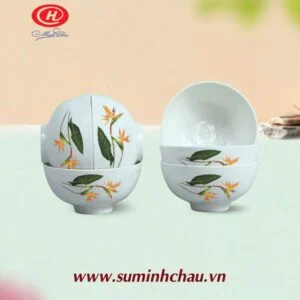 Bộ 6 Chén Cơm Sứ Minh Châu Vẽ Hoa Thiên Điểu