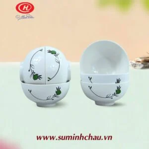 Bộ 6 Chén Cơm Sứ Minh Châu Vẽ Hoa Thủy Tiên