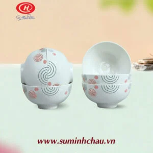 Bộ 6 Chén Cơm Sứ Minh Châu Vẽ Hoa Xoắn Ốc