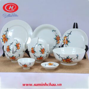Bộ bàn ăn sứ Minh Châu hoa lựu