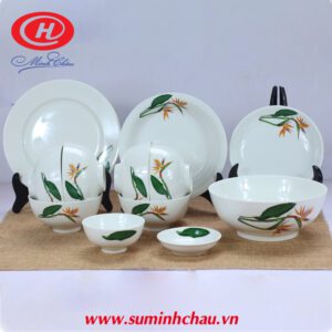 Bộ bàn ăn sứ Minh Châu hoa thiên điểu