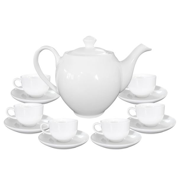 Bộ trà Minh Châu trắng đơn giản, lịch sự