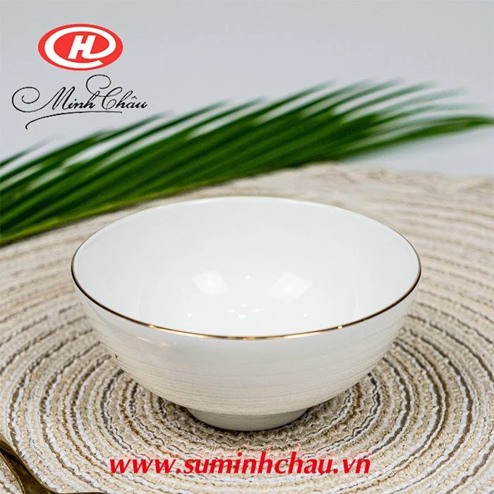 Những bộ chén sứ Minh Châu sang trọng và tinh tế Chén Chấm Sứ Xương Minh Châu Cao Cấp Viền Vàng