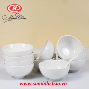 Bộ 6 Chén Cơm Minh Châu Sứ Trắng - MC-BQ 06-01 Chén Cơm Minh Châu Sứ Trắng