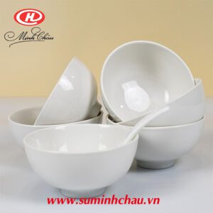 Bộ 6 Chén Cơm Minh Châu Sứ Trắng - MC-BQ 06-01 Chén Cơm Minh Châu Sứ Trắng