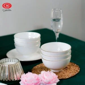 Chén Cơm Minh Châu Sứ Trắng Chỉ Vàng - MC-C06CV Chén cơm Minh Châu sứ trắng chỉ vàng MC-C06CV