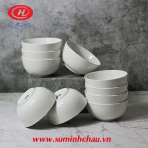 Chén Cơm Sứ Minh Châu Vằn Sần Cao Cấp - MC-CV06 Chén Cơm Sứ Minh Châu Vằn Sần Cao Cấp