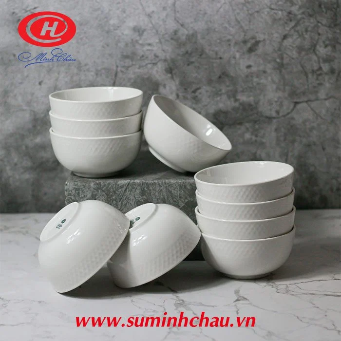 Chén Cơm Sứ Minh Châu Vằn Sần Cao Cấp