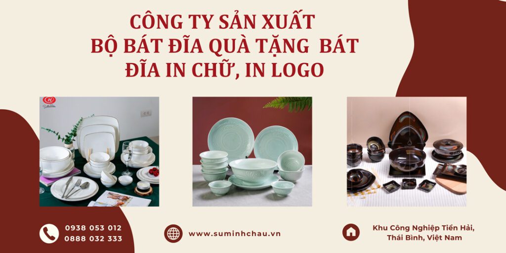 Mua Bát Đĩa Sứ In Logo Ở Đâu ? Xưởng Bát Đĩa Xuất Khẩu Công ty sản xuất bộ bát đĩa quà tặng, bát đĩa in chữ, in logo