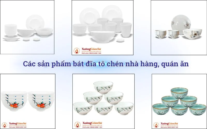 Các sản phẩm bát đĩa tô chén nhà hàng, quán ăn