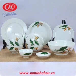 Bộ bàn ăn sứ Minh Châu hoa thiên điểu