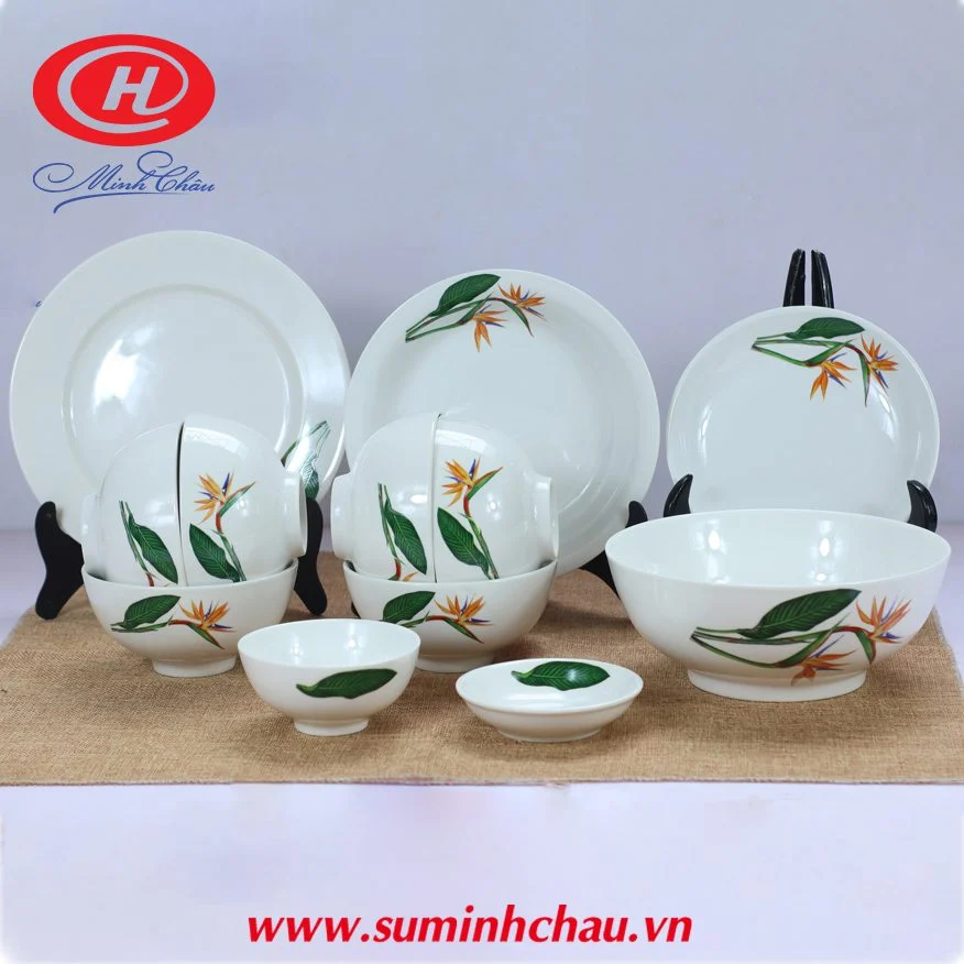 Top 10 Quà Tặng Tết Cao Cấp Ý Nghĩa Bộ bàn ăn sứ Minh Châu hoa thiên điểu