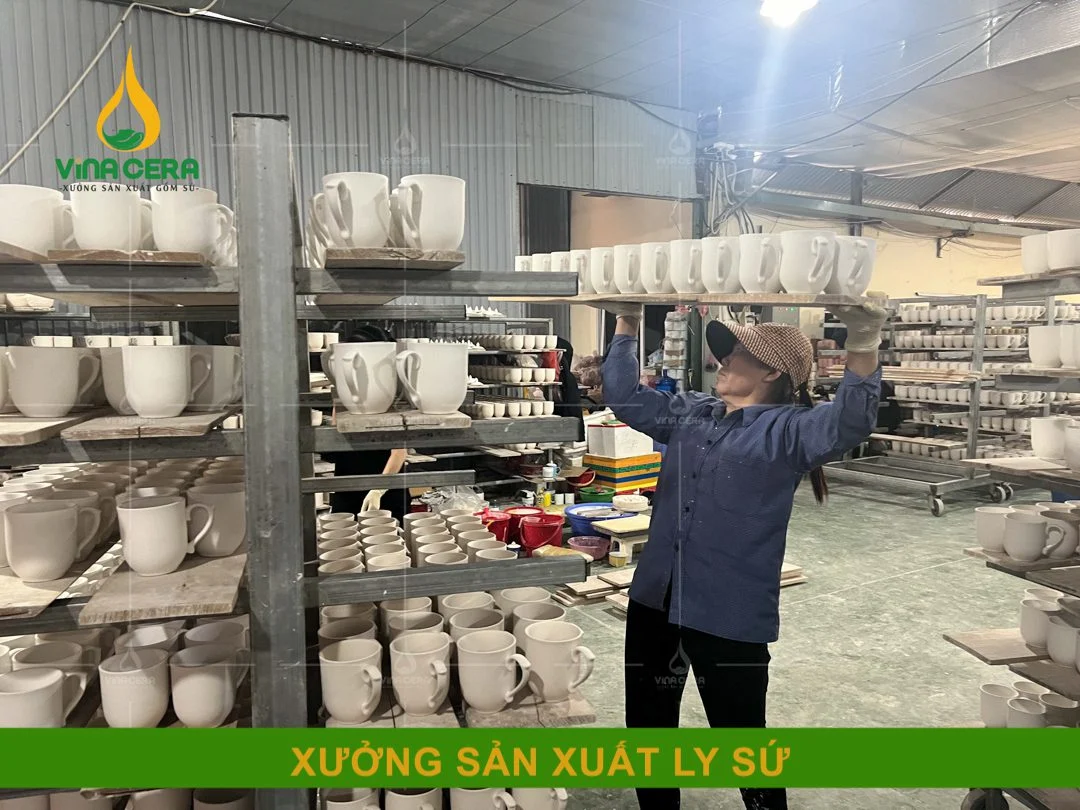 Xưởng sản xuất ly sứ in logo