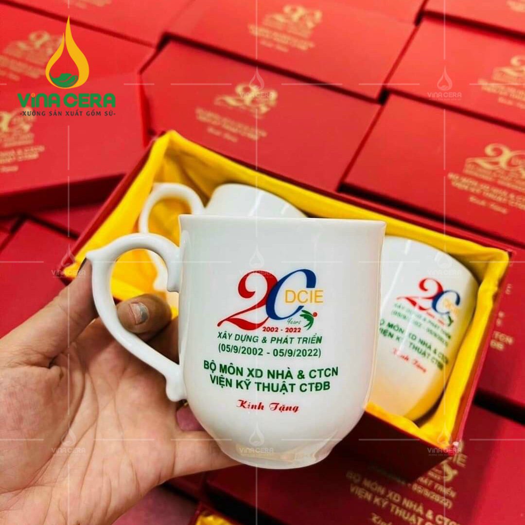 Xưởng sản xuất ly sứ in logo
