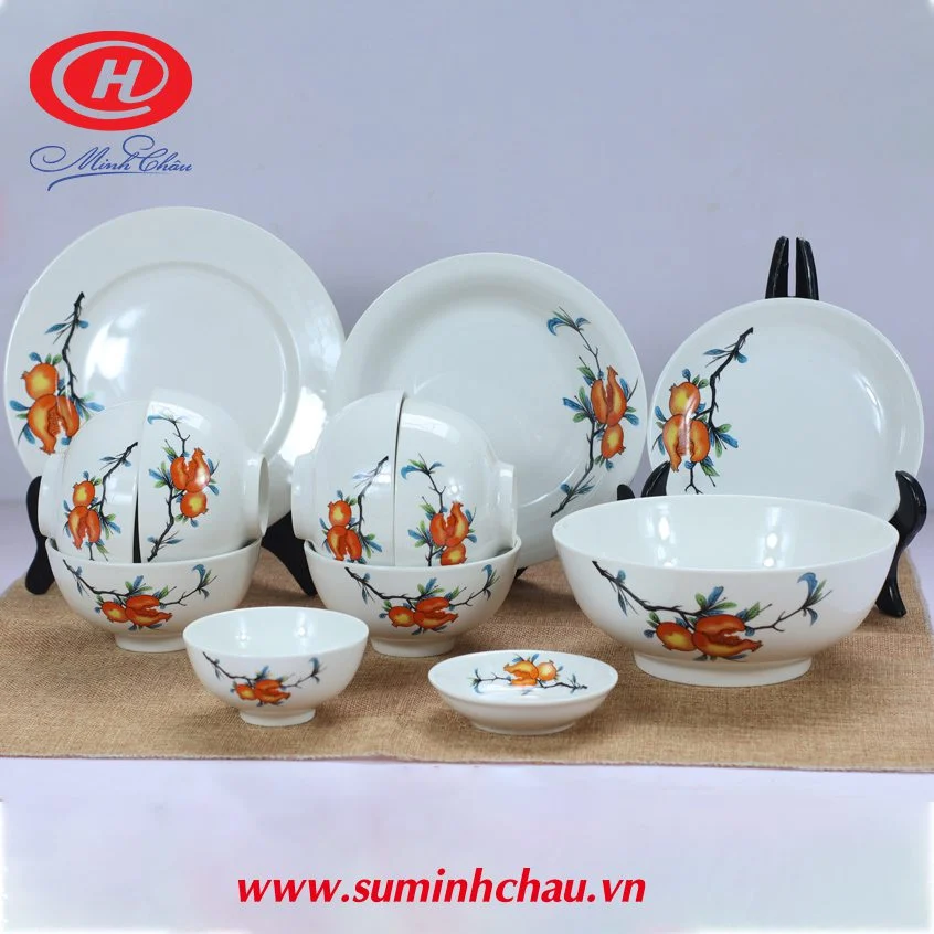 Bộ bàn ăn sứ Minh Châu hoa lựu
