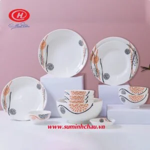 Bộ bàn ăn Sứ Minh Châu hoa văn xoắn ốc