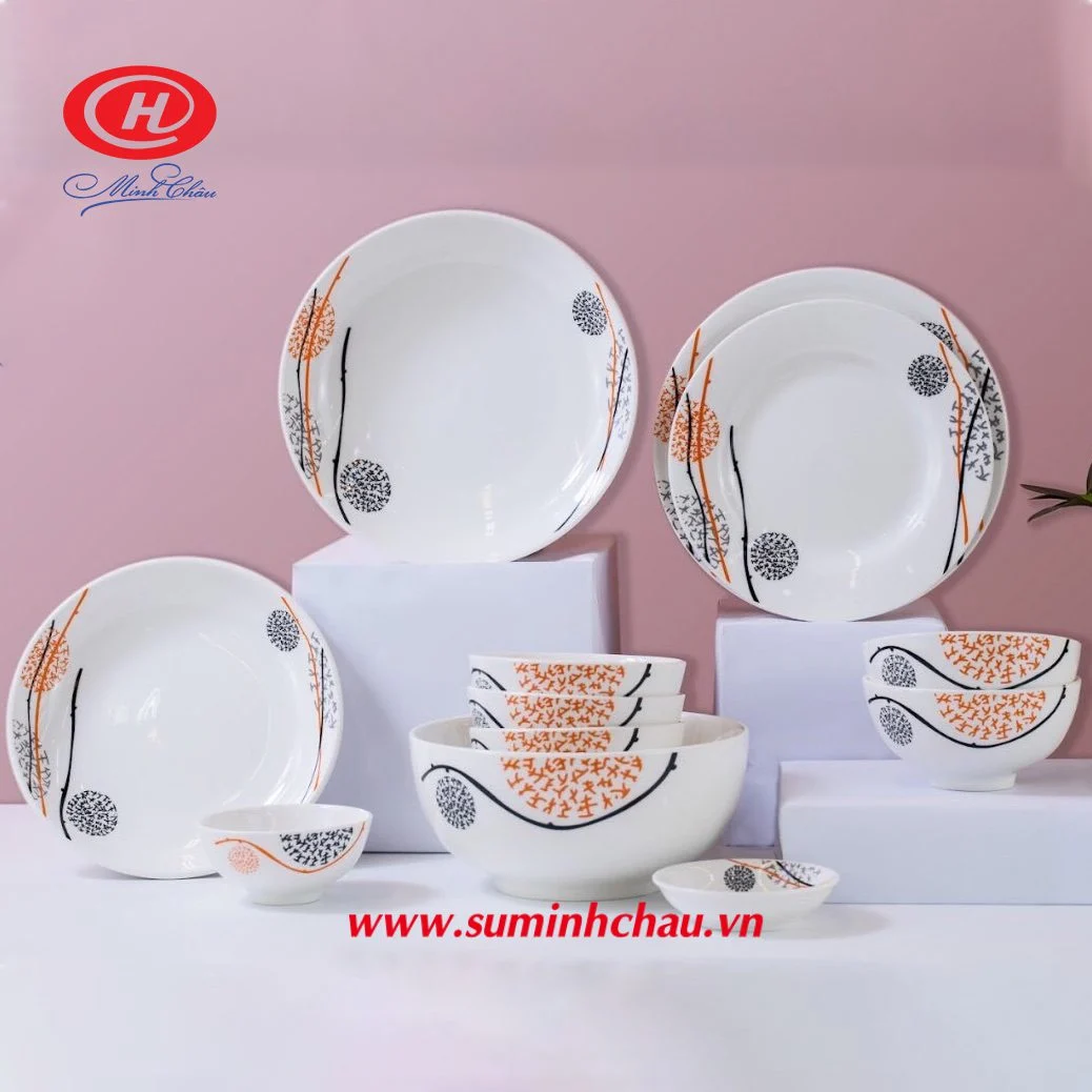 Bộ bàn ăn Sứ Minh Châu hoa văn xoắn ốc