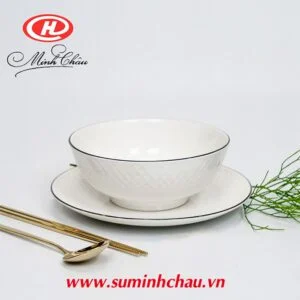 Tô Viền Vàng Vằn Sần Sứ Minh Châu Cao Cấp Kiểu Pháp