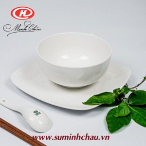 Tô Sứ Minh Châu Kiểu Hàn Trắng Trơn 15.4cm
