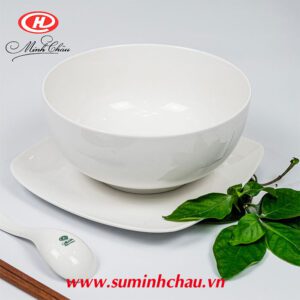 Tô Sứ Trắng Minh Châu Kiểu Hàn 20.2cm