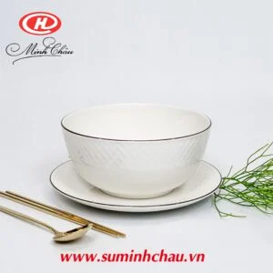 Tô Viền Đen Vằn Sần Sứ Minh Châu Cao Cấp Kiểu Pháp