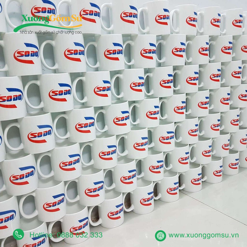 Xưởng sản xuất ly sứ in logo