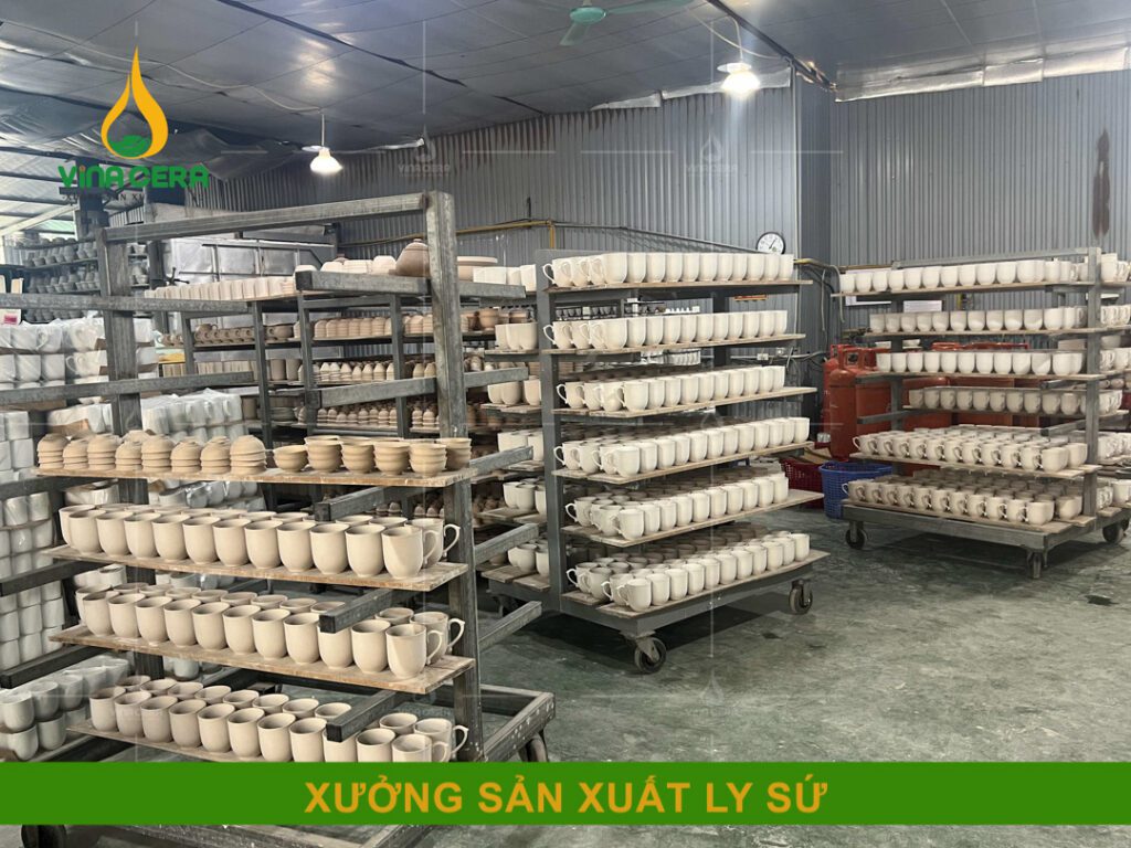 Xưởng sản xuất ly sứ in logo