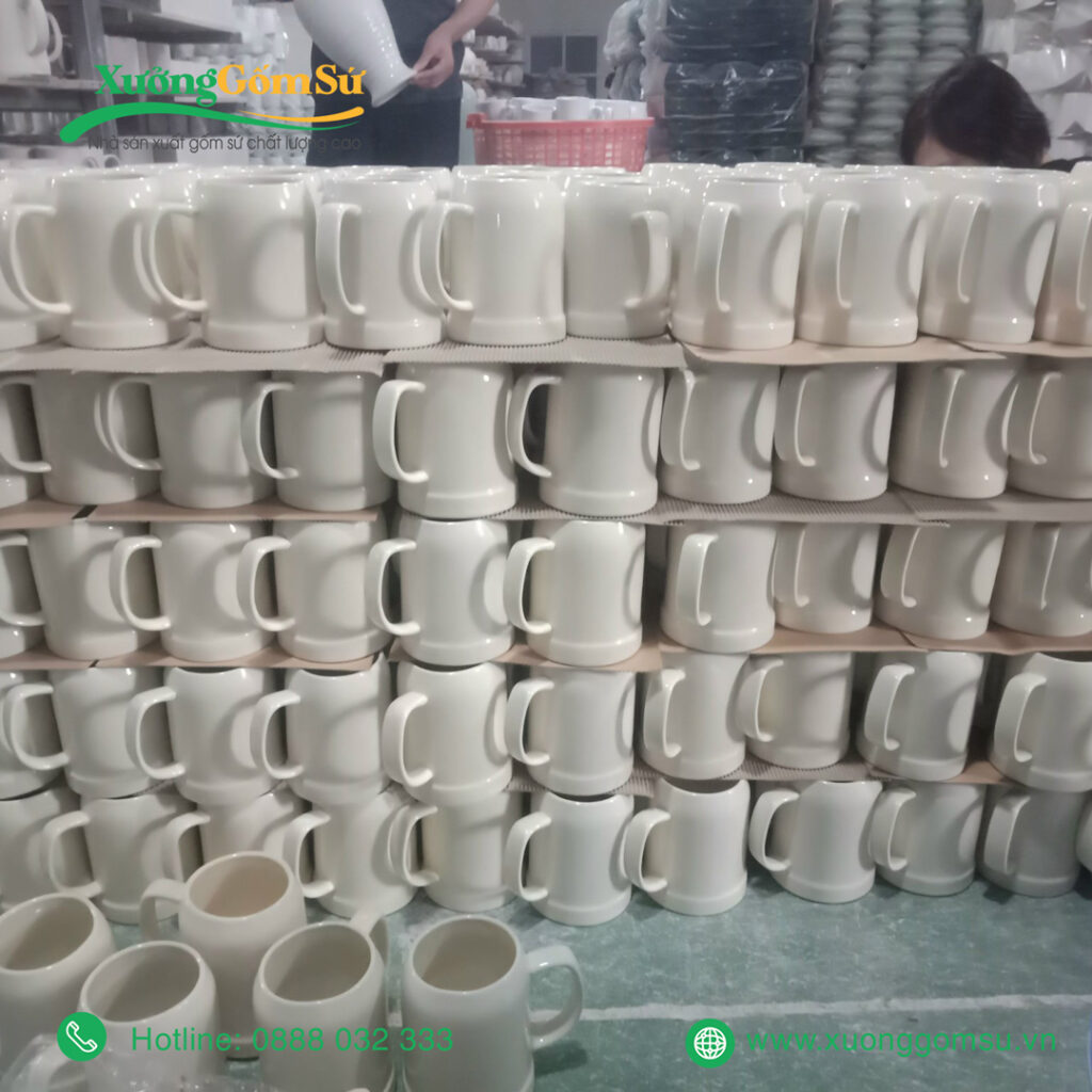 Xưởng sản xuất ly sứ in logo