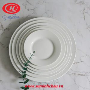 Đĩa Bằng Sứ Trắng Minh Châu 20cm - MC-D08 bo dia su bang 2